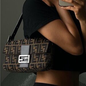 Fendi Brown and Black Shoulder Bag